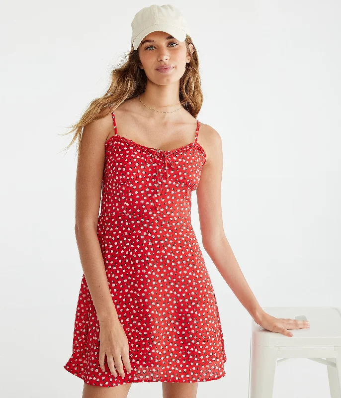 ladies-flared-dress-low-cut-lush-Aeropostale Floral Sweetheart Fit & Flare Dress