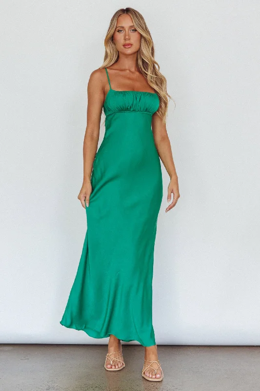 ladies-midi-dress-cinnamon-calm-From Above V-Back Midi Dress Forest Green