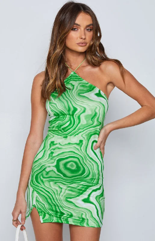 Women's mini dress art flair -Kendall Swirl Mini Dress Green