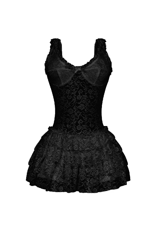 Women's mini dress retro pop -Myrah Lace Ruffle Mini Dress