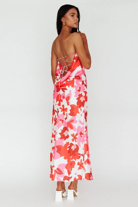 ladies-midi-dress-opal-orchid-Latisha Strappy Cowl Back Midi Dress Floral Red