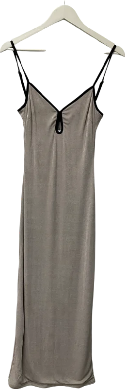 Women's maxi dress arc chic -Motelrocks Beige Tahlia Maxi Dress In Champagne With Black Binding UK M