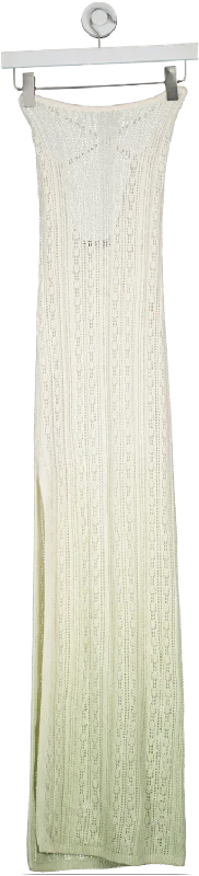 Women's maxi dress trim glow -Michael Costello Cream Ombre Knit Maxi Dress UK S