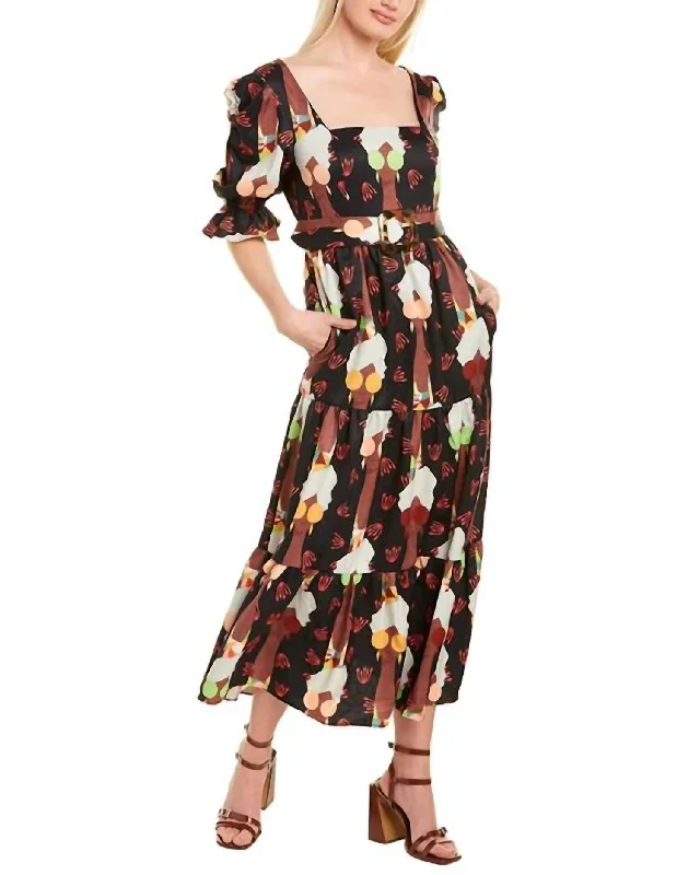 ladies-midi-dress-celeb-charm-Arlo Print Midi Dress in Multi Sunglass