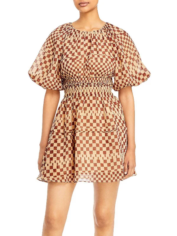 ladies-flared-dress-date-night-dawn-Womens Checkered Fit & Flare Dress