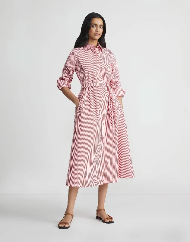 Women's shirt dress peek chic -Stripe Cotton Poplin Shirtdress