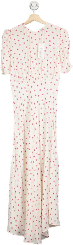 Women's maxi dress star chic -M&S Ivory/Pink Polka Dot Maxi Dress UK 8