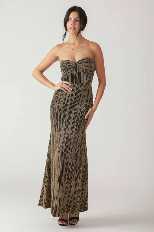 Women's maxi dress easy glow -SACRED PROMISES METALLIC WOVEN MAXI DRESS