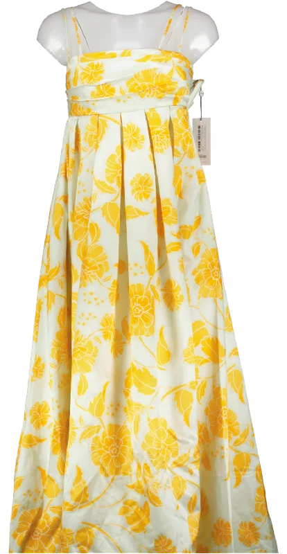 Women's maxi dress geo pop -Leo Lin Orange Marguerite Maxi Dress Anemone Print In Ginger UK 8