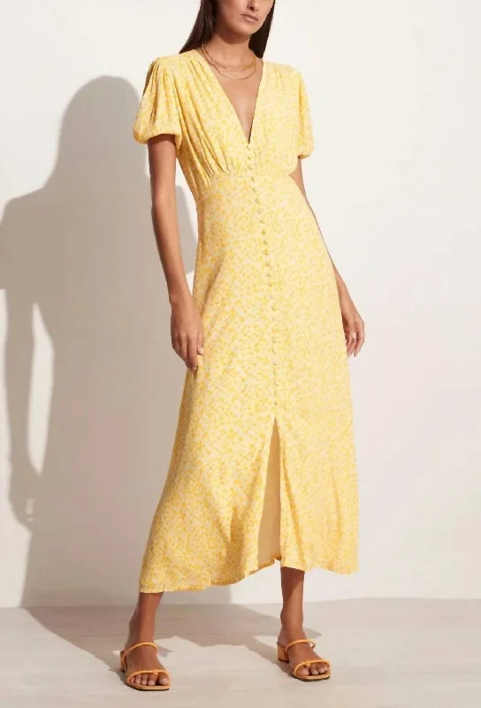 ladies-midi-dress-party-poise-Bellavista Midi Dress in Careyes Floral Marigold