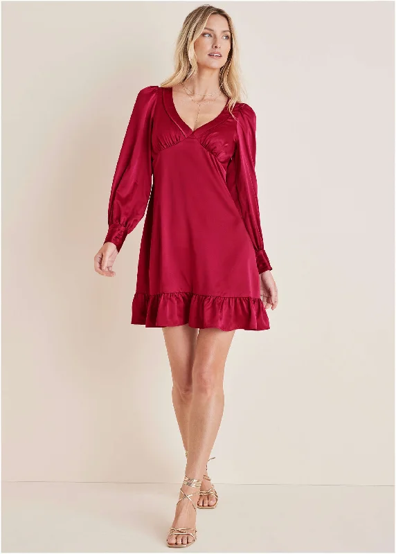 Women's mini dress drift chic -Long Sleeve Mini Dress - Vivacious