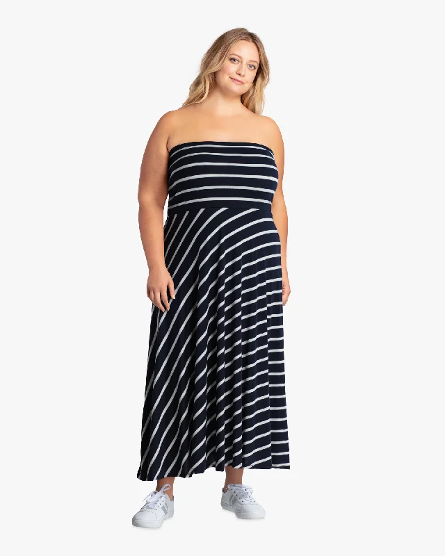 Women's maxi dress full chic -Maryann Convertible Maxi | Navy / White