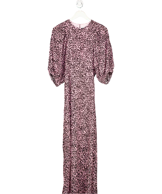 Women's maxi dress wild glow -Les Reveries Leopard Pink Silk Crepe De Chine Maxi Dress UK 10