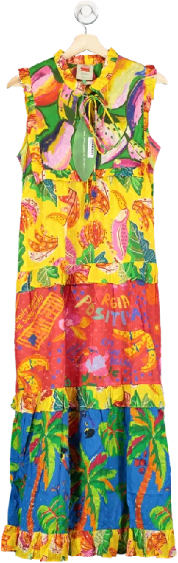 Women's maxi dress roar flair -Farm Rio Multicoloured Mixed Prints Tiered Maxi Dress XS