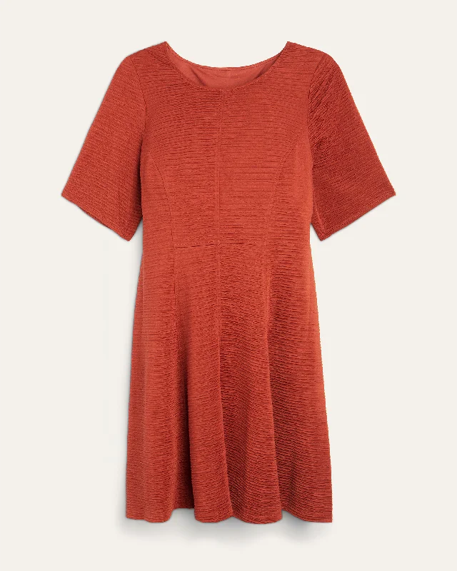 ladies-flared-dress-shimmer-sunset-Melonie Knit Fit and Flare Dress | Red