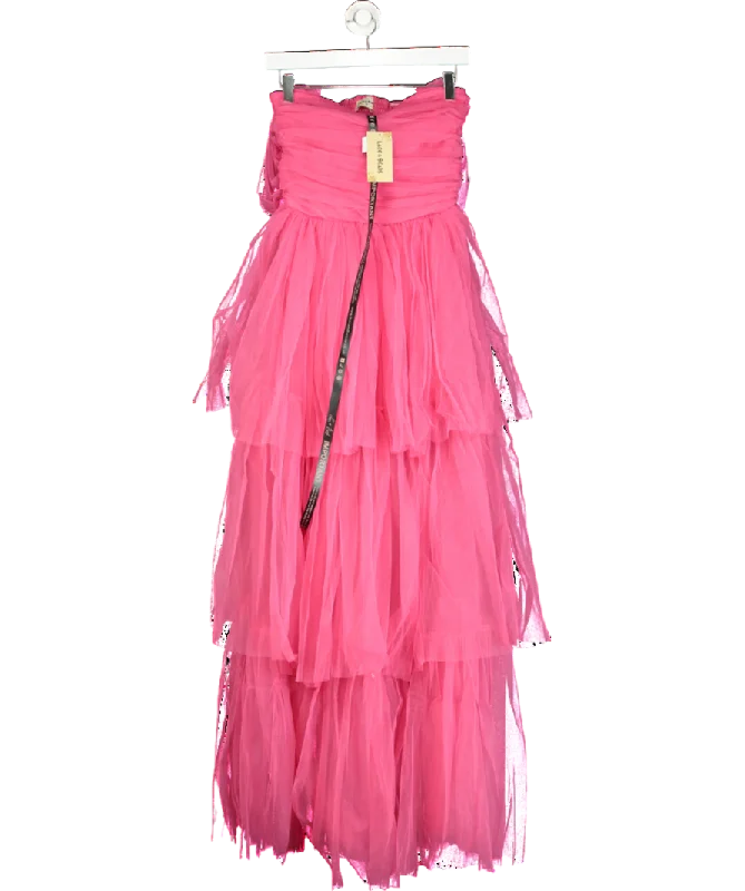 Women's maxi dress free glow -Lace & Beads Sydney Pale Mauve Tulle Maxi Dress In Dark Pink UK 6