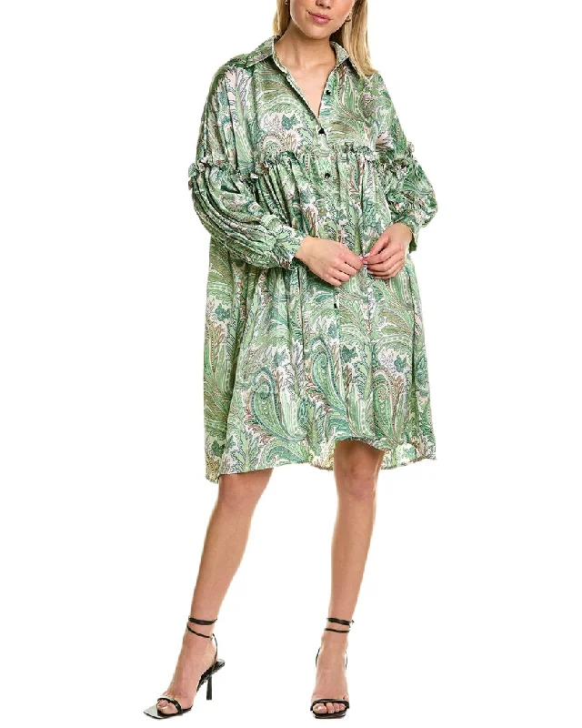 Women's shirt dress bead chic -Beulah Ruffle Shirtdress