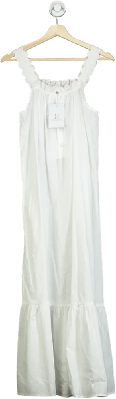 Women's maxi dress dot flair -Hank & Hera White Maxi Dress UK XS