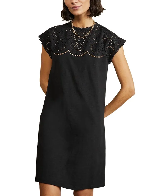 Women's shirt dress date chic -Boden Cutwork Jersey T-Shirt Dress