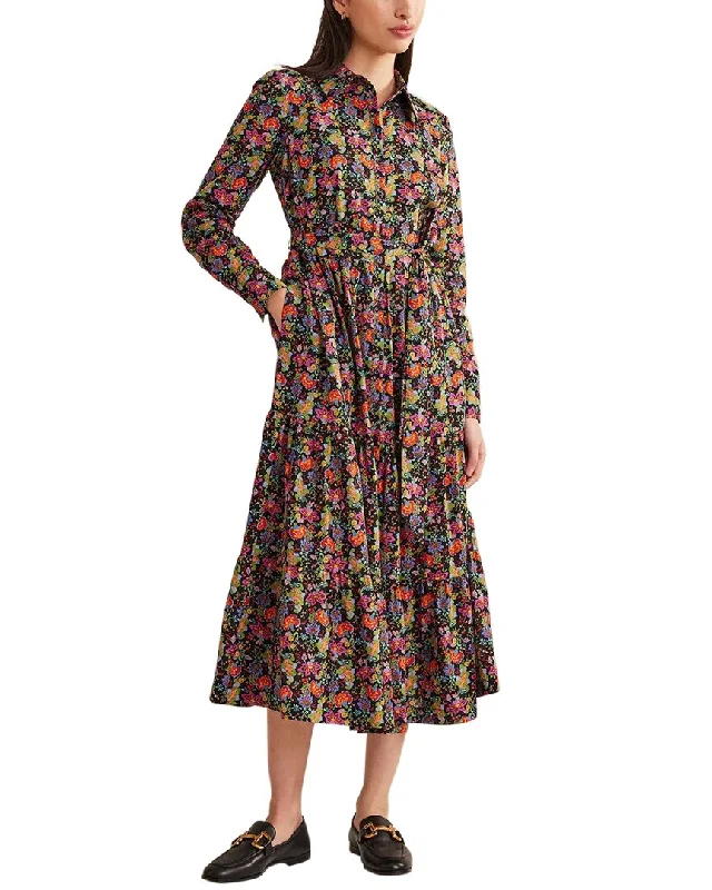 Women's maxi dress year chic -Boden Tiered Maxi Shirt Dress