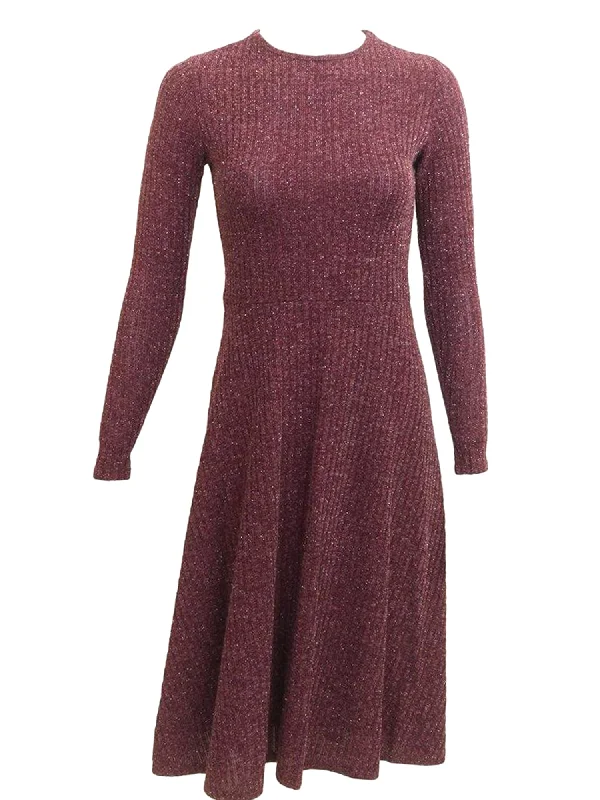 ladies-flared-dress-bell-sleeve-bliss-BabyO Lurex Knit Fit & Flare Dress