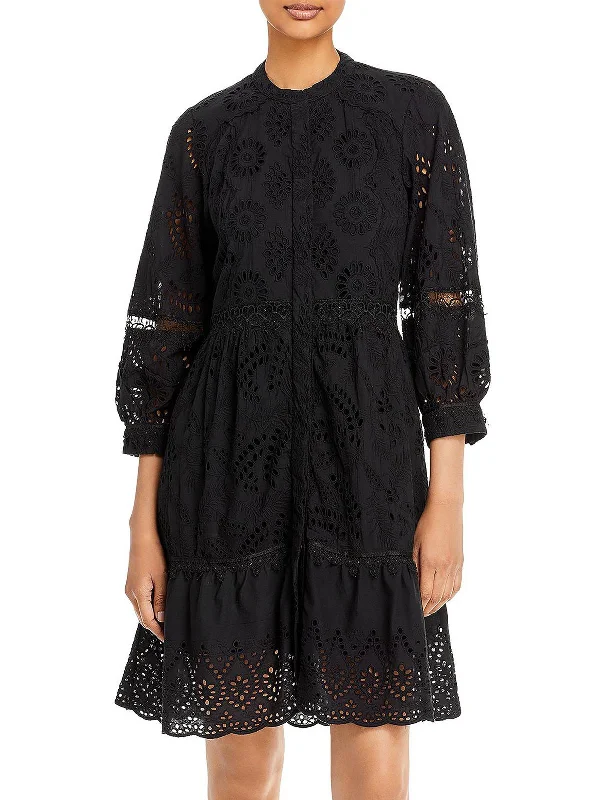 Women's shirt dress deal chic -Hailey Womens Cotton Eyelet Shirtdress