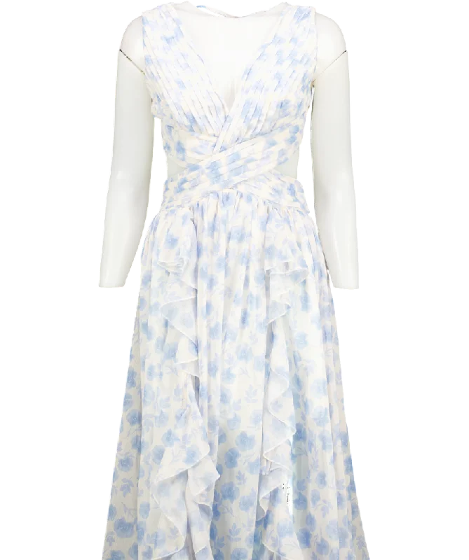 Women's maxi dress tie pop -ALB Anne Louise Blue Astrid Maxi Dress UK 8