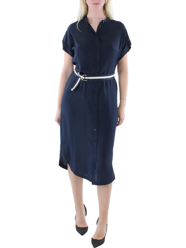 Women's shirt dress cozy glow -Womens Belted Tea Shirtdress