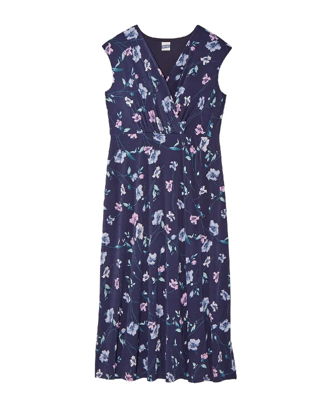 Women's maxi dress eve glow -Springfield Sleeveless Surplice Maxi Dress | Navy / Pink