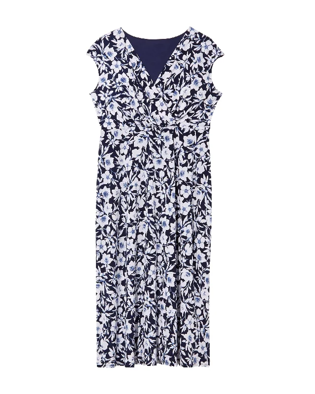 Women's maxi dress weave chic -Springfield Sleeveless Surplice Maxi Dress | Navy / White