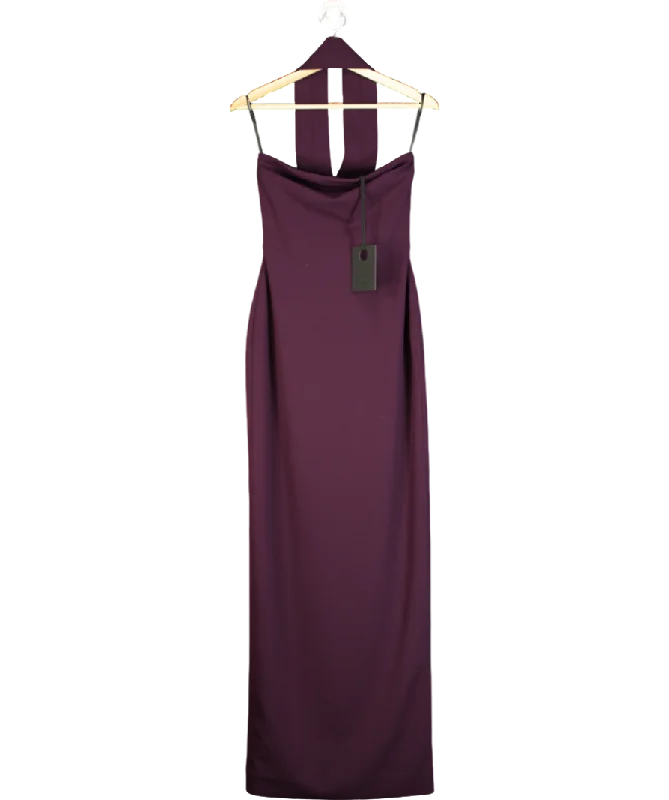 Women's maxi dress buzz chic -Solace London The Amari Maxi Dress in Aubergine UK 8