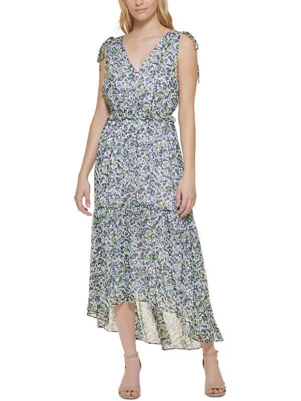 Women's maxi dress bump chic -Womens Floral Prin High Low Maxi Dress