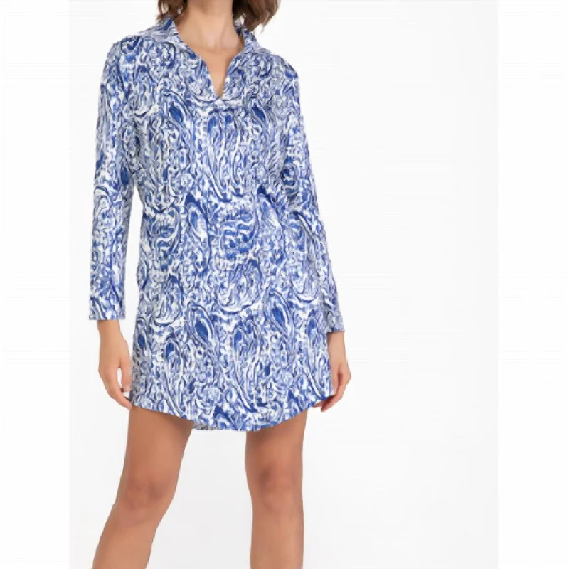 Women's shirt dress raw chic -Long Sleeve Shirt Dress In Breezy