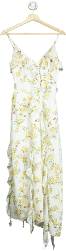 Women's maxi dress thread glow -AX Paris White Floral Maxi Dress UK 8