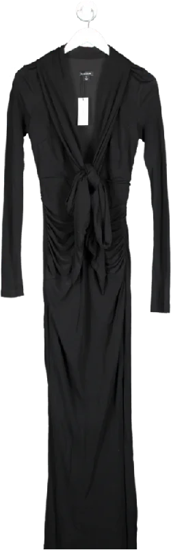 Women's maxi dress sway pop -Karen Millen Black Tall Premium Stretch Crepe Jersey Plunge Neck Maxi Dress UK XS