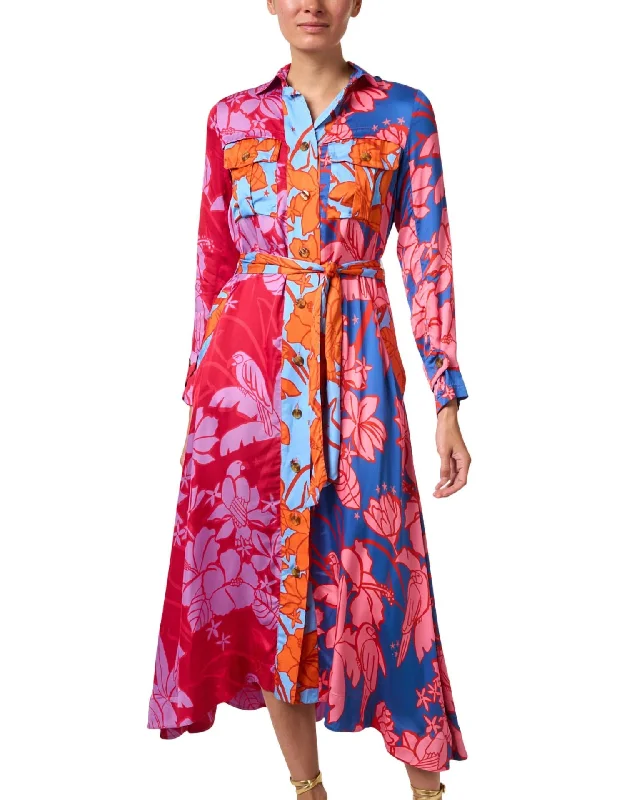 Women's shirt dress glee glow -Tie-Waist Shirt Dress In Multi Floral Print