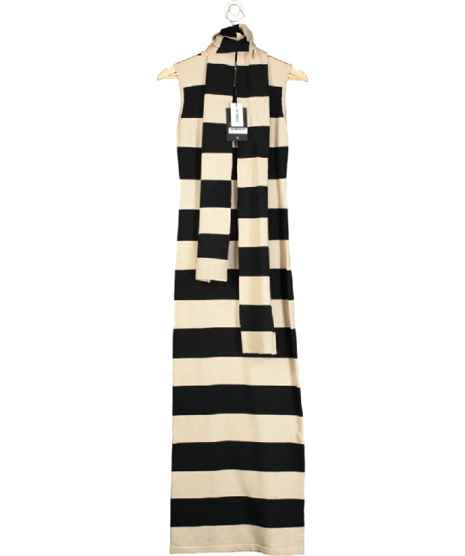 Women's maxi dress art glow -4th & Reckless Beige Striped Knitted Maxi Dress With Scarf UK 6