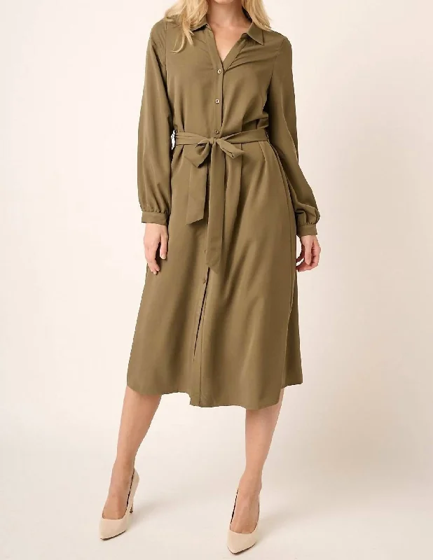 Women's shirt dress rich glow -Anna Shirt Dress In Olive