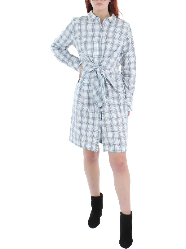 Women's shirt dress ride glow -Womens Plaid Above Knee Shirtdress