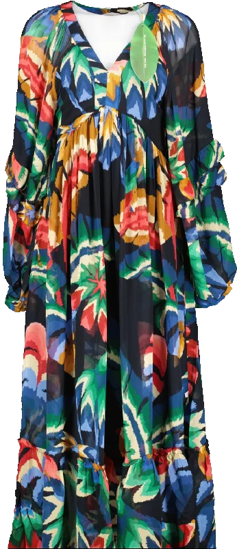 Women's maxi dress web flair -Farm Rio Multicoloured Chevron Forest Maxi Dress BNWT UK XS