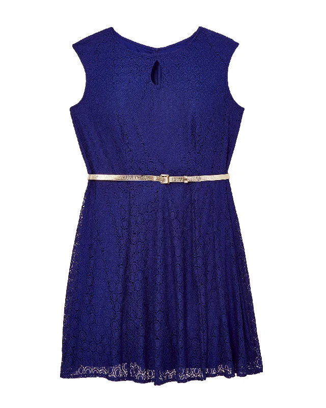 ladies-flared-dress-caramel-charm-Bellaire Fit and Flare Dress | Royal Blue