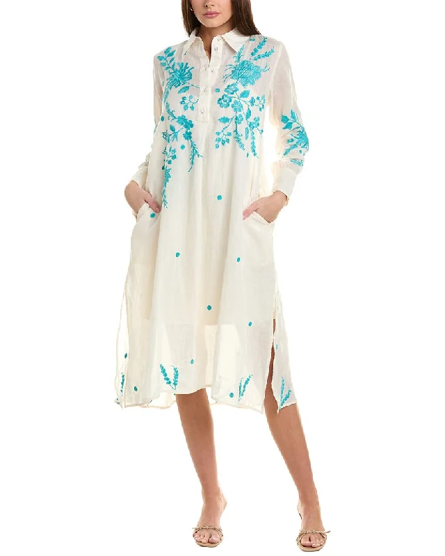 Women's shirt dress love pop -Johnny Was Embroidered Shirtdress