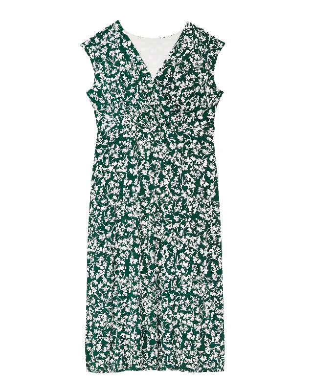 Women's maxi dress kin chic -Springfield Sleeveless Surplice Maxi Dress | Forest Green / White