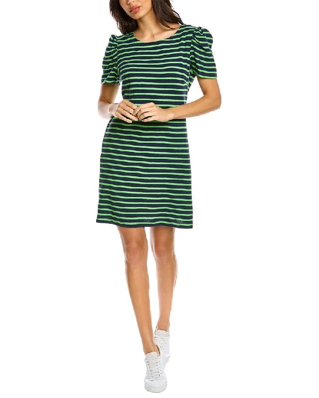 Women's shirt dress hub flair -Sail to Sable Striped T-Shirt Dress