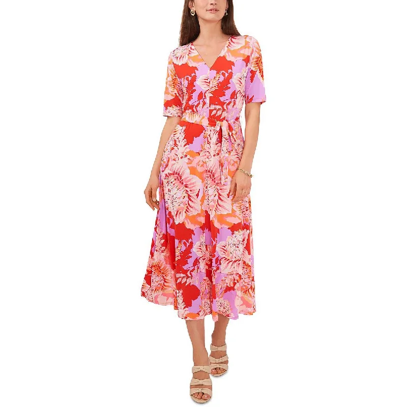 ladies-flared-dress-holiday-hush-Womens Floral Midi Fit & Flare Dress