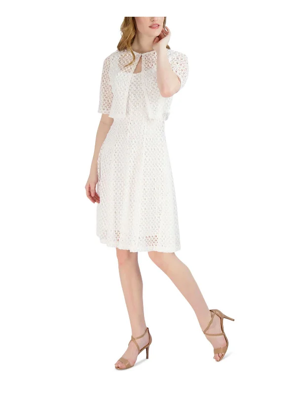 ladies-flared-dress-limited-luster-Petites Womens Lace Knee Fit & Flare Dress