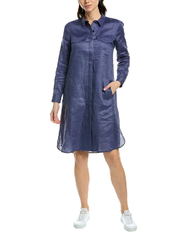 Women's shirt dress boom flair -go>silk Linen Shirtdress