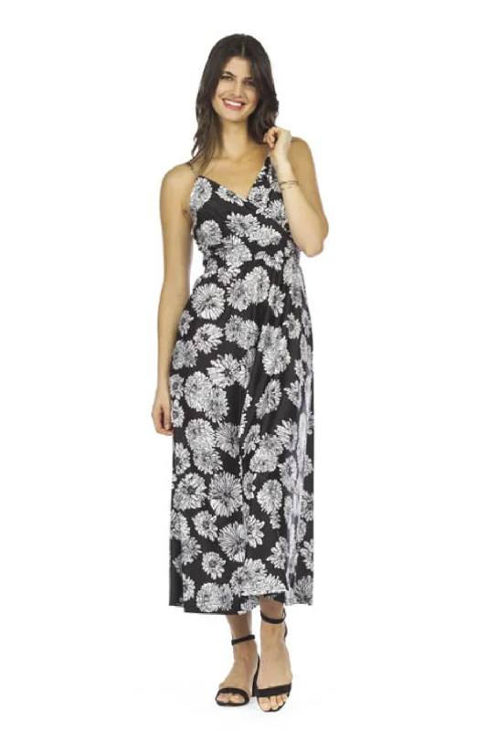 Women's maxi dress wild glow -Papillon Maxi Dress Floral, Black/White (PD-05560)