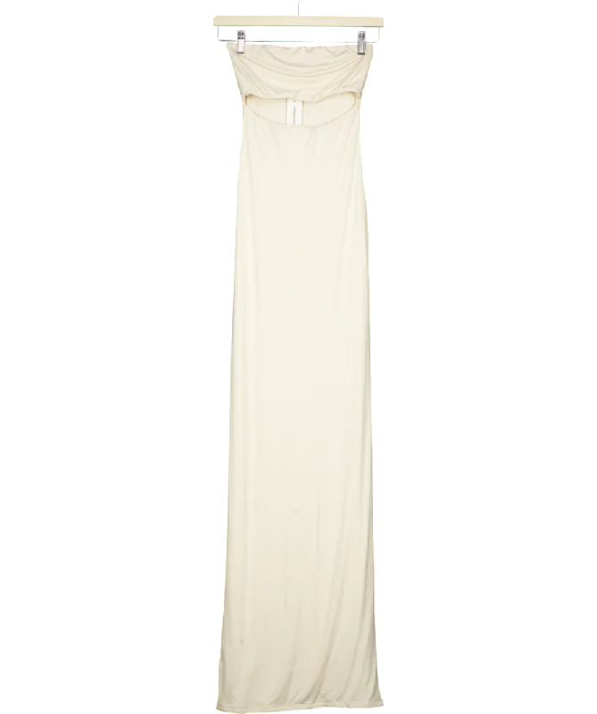 Women's maxi dress ankle glow -Naked Wardrobe Cream Smooth Cut Out Tube Maxi Dress UK 8