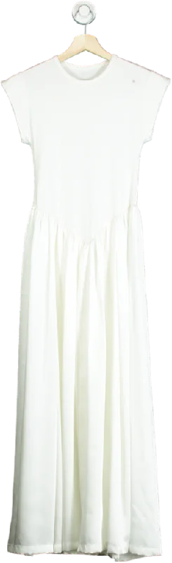 Women's maxi dress net chic -Ancosti White Cap Sleeve Maxi Dress UK M